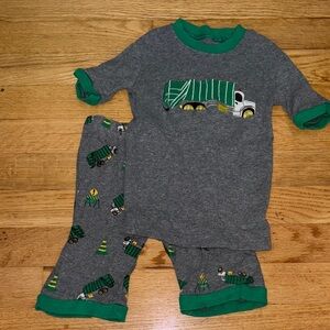 Kids Gray and Green Truck Pajama Set